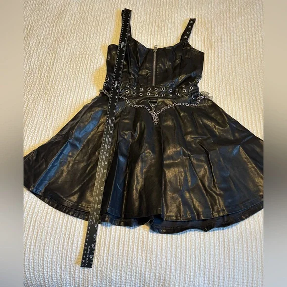 Widow Dolls Kill Black Faux Leather Mini Dress Size Small Gothic Grunge Punk - Picture 12 of 16